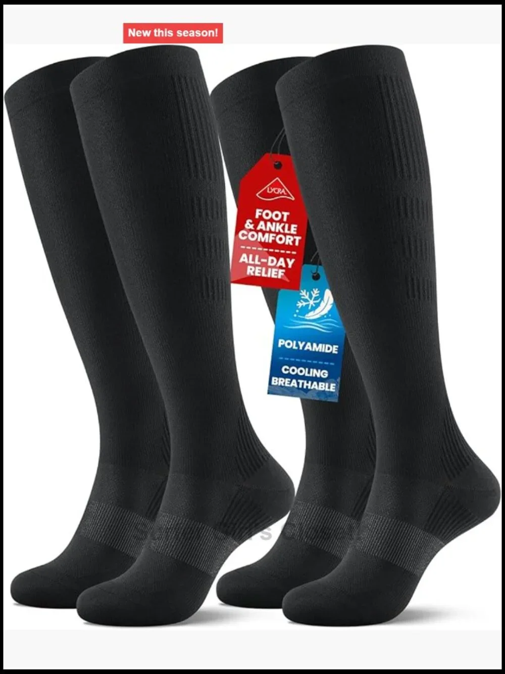 Cooling Compression Socks 20-30 mmHg Knee High for Travel Running